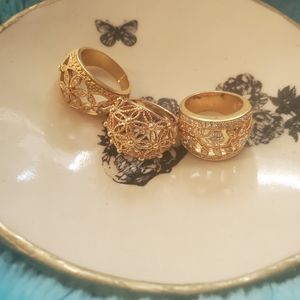 Filigree style, gold tone, costume rings